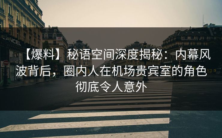 【爆料】秘语空间深度揭秘：内幕风波背后，圈内人在机场贵宾室的角色彻底令人意外