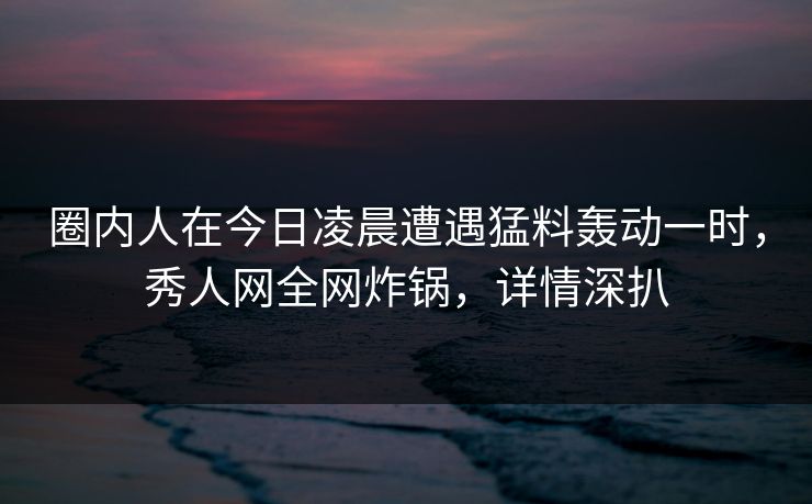 圈内人在今日凌晨遭遇猛料轰动一时，秀人网全网炸锅，详情深扒
