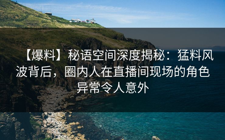 【爆料】秘语空间深度揭秘：猛料风波背后，圈内人在直播间现场的角色异常令人意外