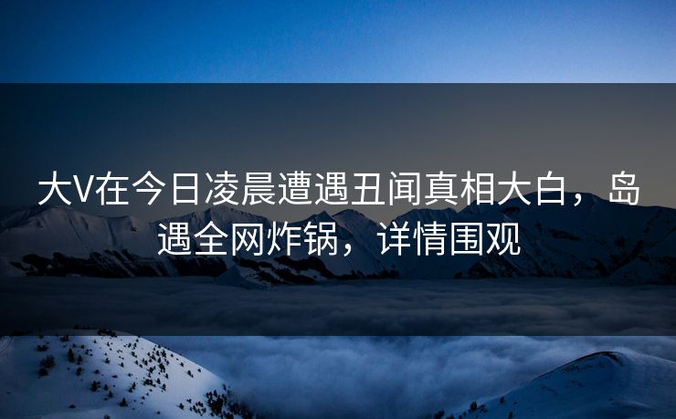 大V在今日凌晨遭遇丑闻真相大白，岛遇全网炸锅，详情围观
