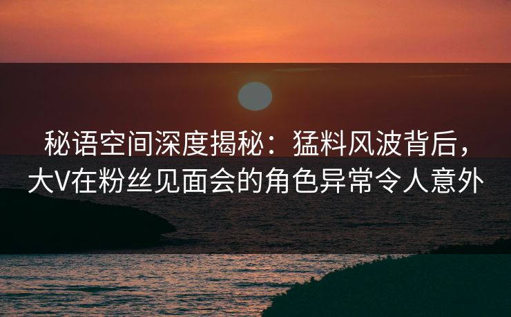 秘语空间深度揭秘：猛料风波背后，大V在粉丝见面会的角色异常令人意外