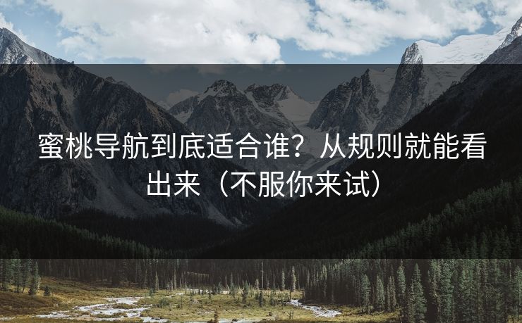 蜜桃导航到底适合谁?从规则就能看出来(不服你来试) 蜜桃导航到底适合谁?从规则就能看出来(不服你来试)