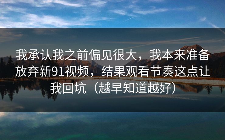 我承认我之前偏见很大，我本来准备放弃新91视频，结果观看节奏这点让我回坑（越早知道越好）